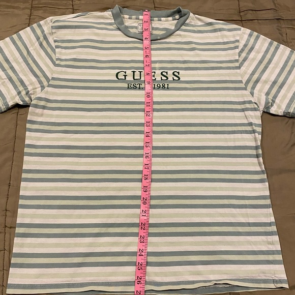 Stripped Guess Embroidered Logo Shirt  Los Angeles Medium - Picture 6 of 7